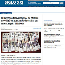 El mercado transaccional de Mxico moviliz un 101% ms de capital en enero, segn TTR Data